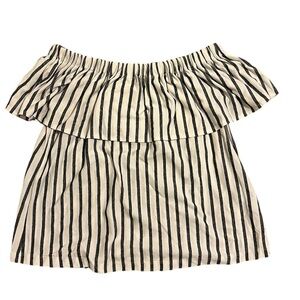 2/$30 Banana Republic - Black & White Striped Off-The-Shoulder Blouse – XS